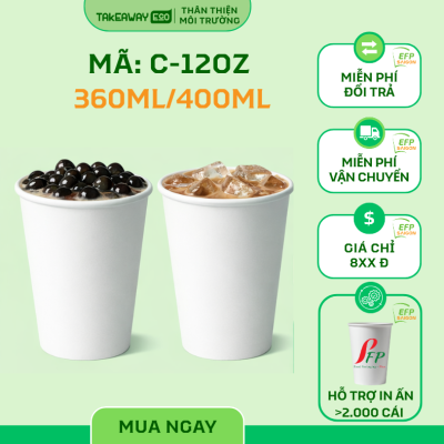 Ly giấy 12oz - 360ml (Ly giấy dùng nóng/lạnh)